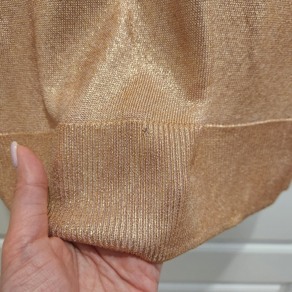 🟣 Size 0, Black Label by Chico's Sparkly Top in Rose Gold - Picture 8 of 9
